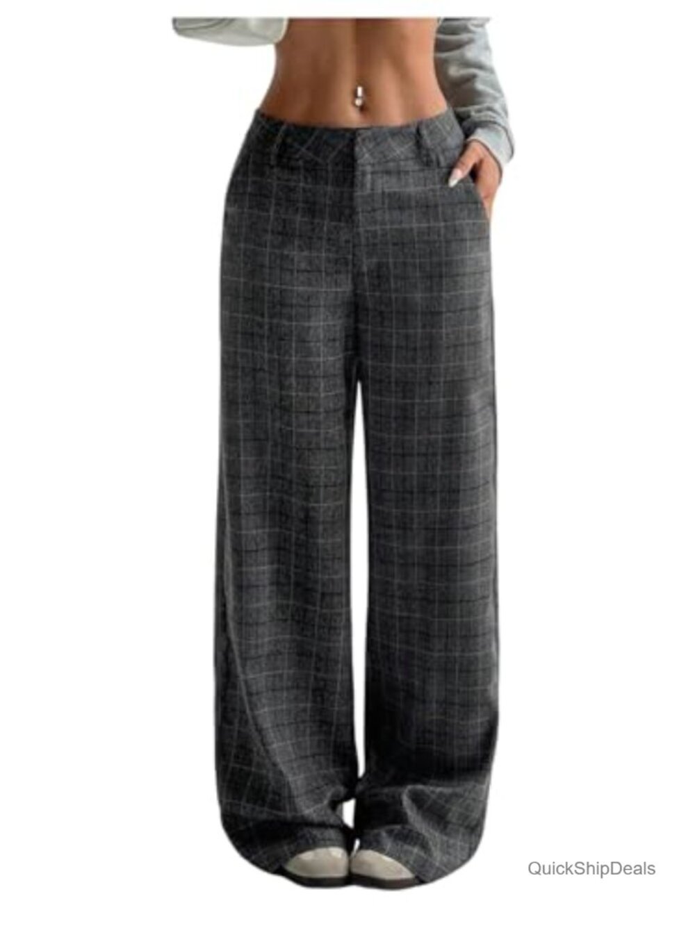 Plaid Low Rise Baggy Wide Leg Trousers Pants